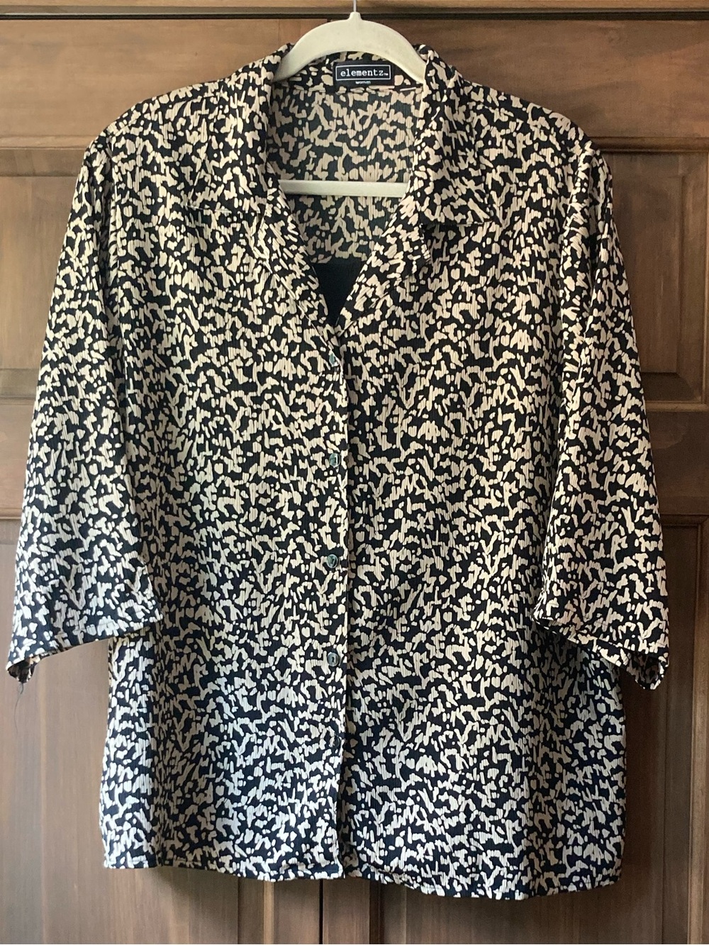 Elementz Black & Tan Print 3/4 Sleeve Button-up Shirt & Tank 1X